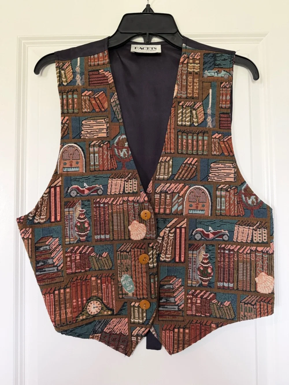 FACETS Vintage Tapestry Bookcase Vest - Picture 1 of 10